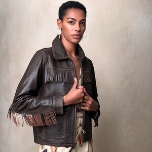 Banana Republic Brown Fringe Leather Jacket